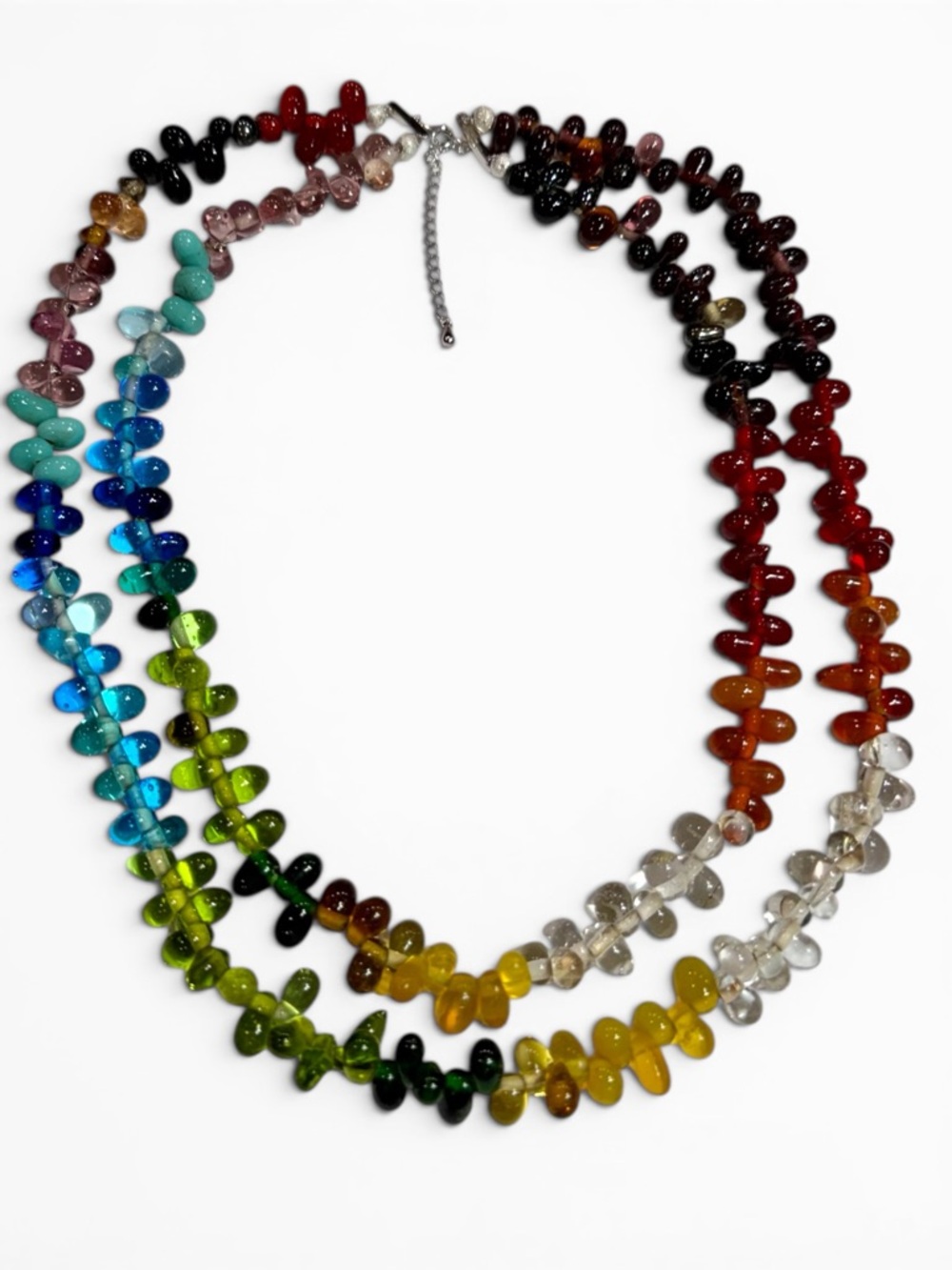 New One of a Kind Handmade Briolette Natural Stone Double Strand Necklace .925
